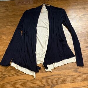 Bailey 44 Elegant Navy and Cream Women's Sweater Size Small
